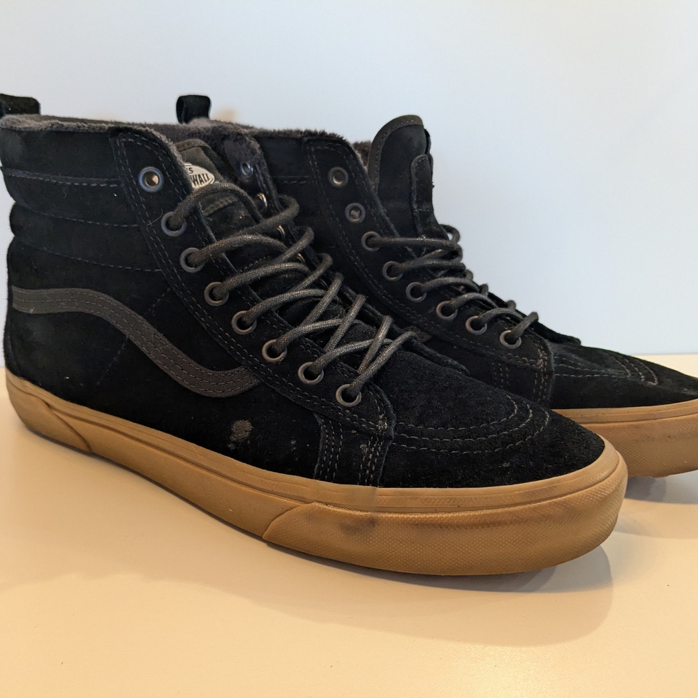 Vans Black Suede High-Top Sneakers with Gum Sole